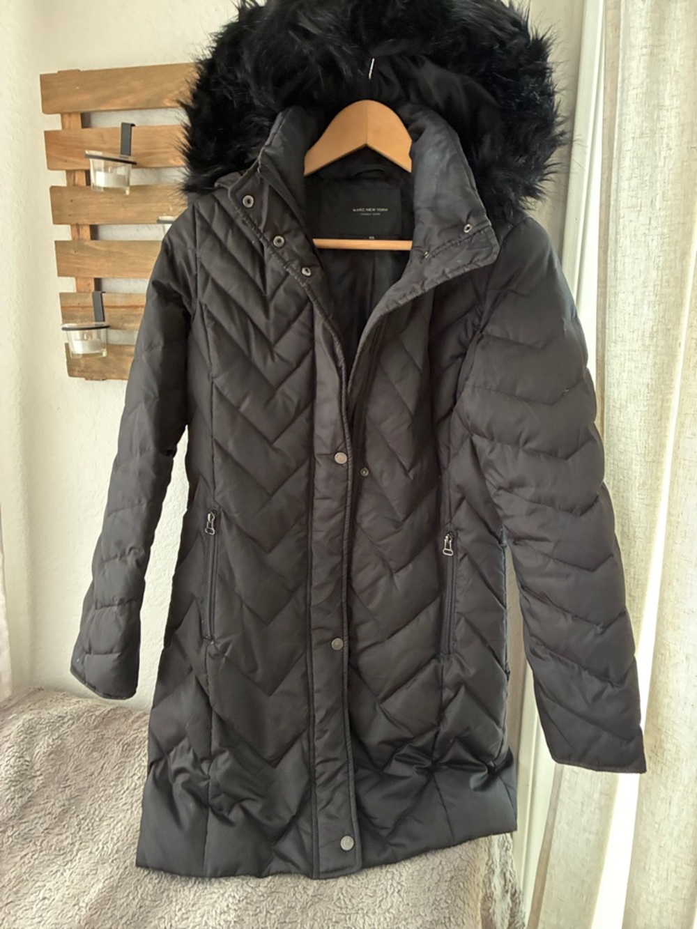 Marc New York size XS Black Quilted Hooded Winter Coat - Women